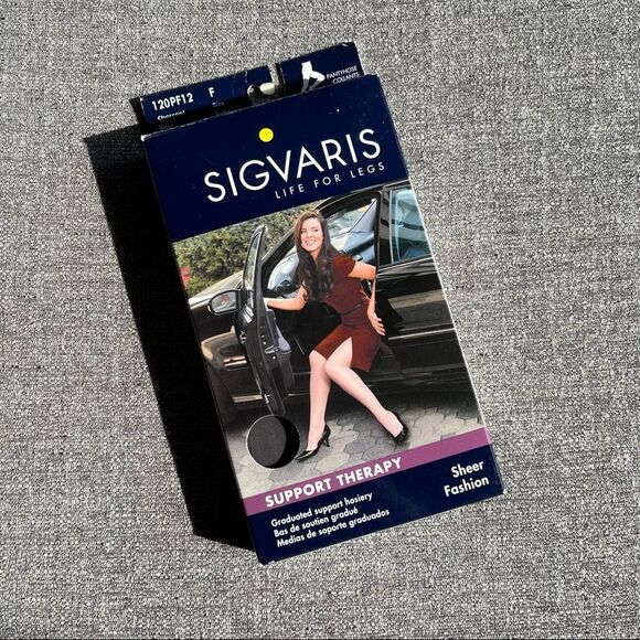 SIGVARIS Sheer Fashion Pantyhose 15-20 MmHg Size F - Charcoal - Picture 2 of 6